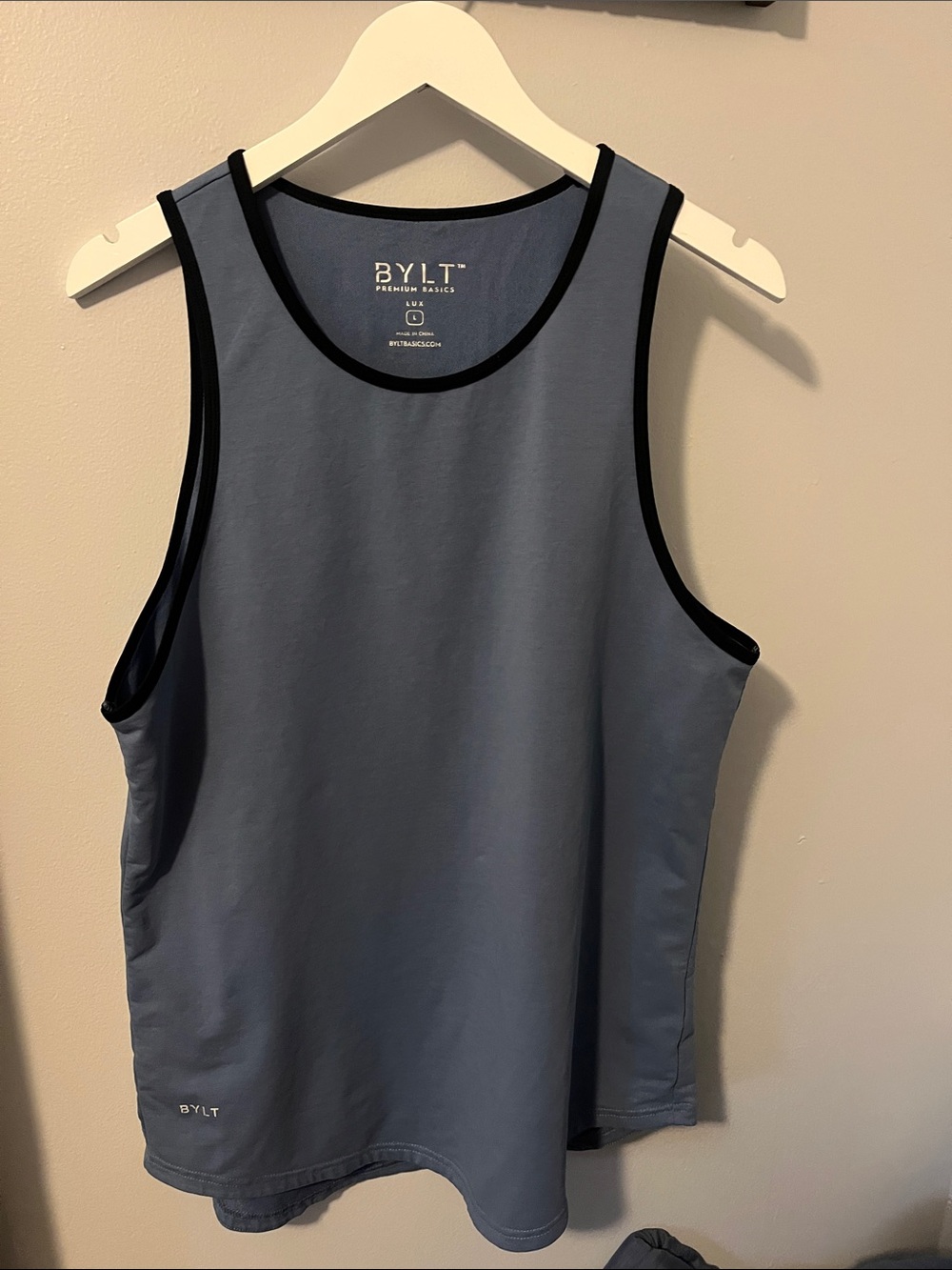 BYLT Basics Slate Blue Tank with Black Trim